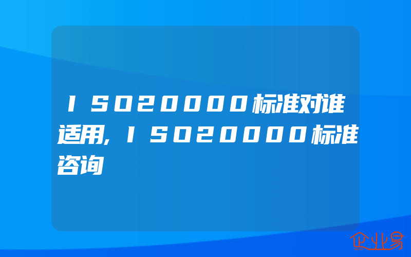 ISO20000标准对谁适用,ISO20000标准咨询