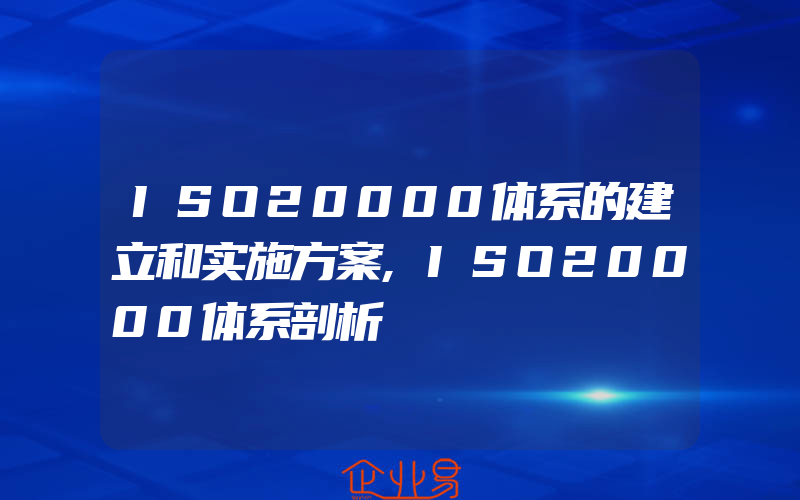 ISO20000体系的建立和实施方案,ISO20000体系剖析