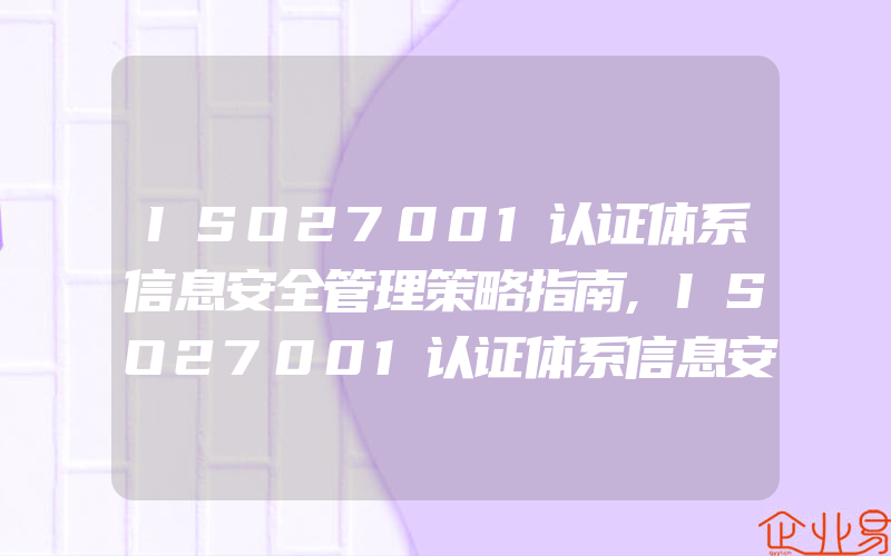 ISO27001认证体系信息安全管理策略指南,ISO27001认证体系信息安全要求来源