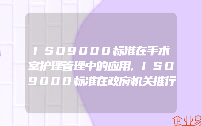 ISO9000标准在手术室护理管理中的应用,ISO9000标准在政府机关推行的特点