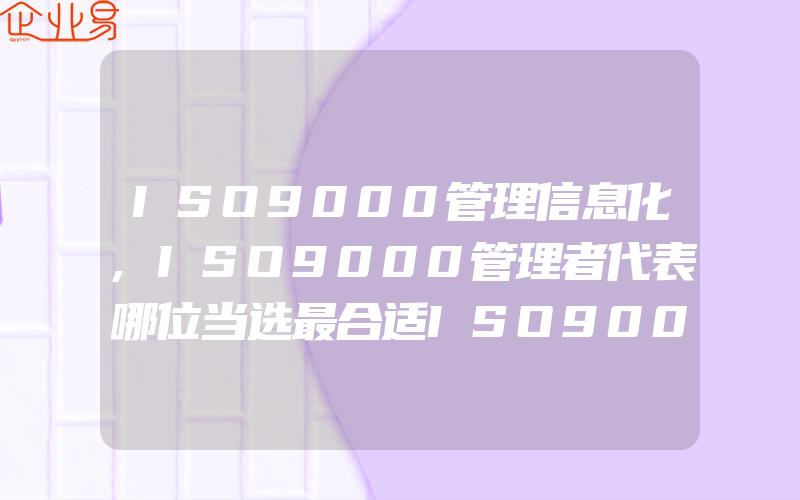 ISO9000管理信息化,ISO9000管理者代表哪位当选最合适ISO9000管理者代表职责权限是什么