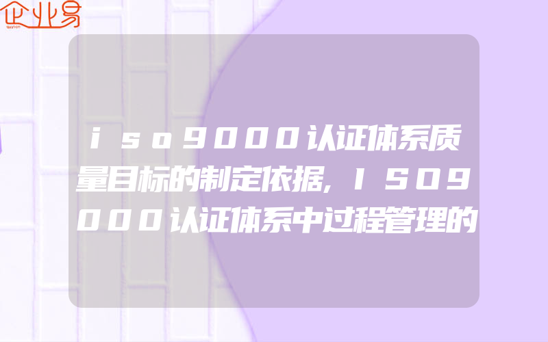 iso9000认证体系质量目标的制定依据,ISO9000认证体系中过程管理的职责