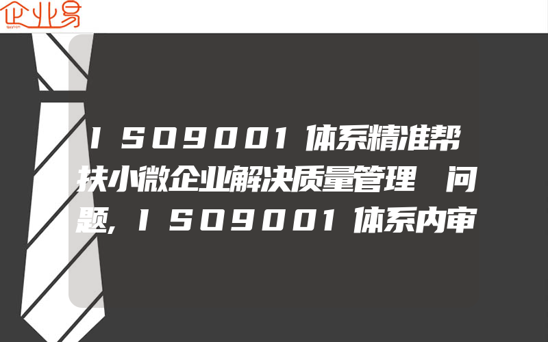 ISO9001体系精准帮扶小微企业解决质量管理​问题,ISO9001体系内审员岗位职责