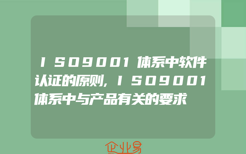 ISO9001体系中软件认证的原则,ISO9001体系中与产品有关的要求