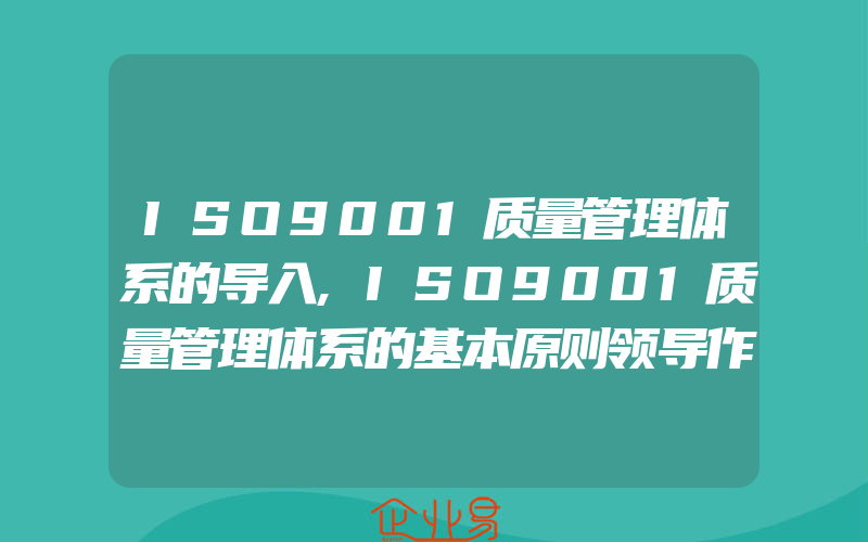 ISO9001质量管理体系的导入,ISO9001质量管理体系的基本原则领导作用