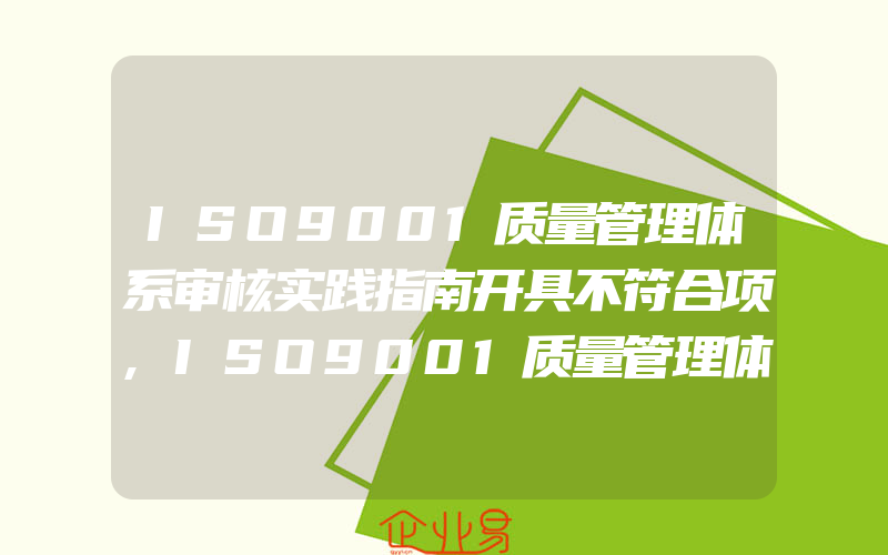 ISO9001质量管理体系审核实践指南开具不符合项,ISO9001质量管理体系审核实践指南认证/申请注册范围