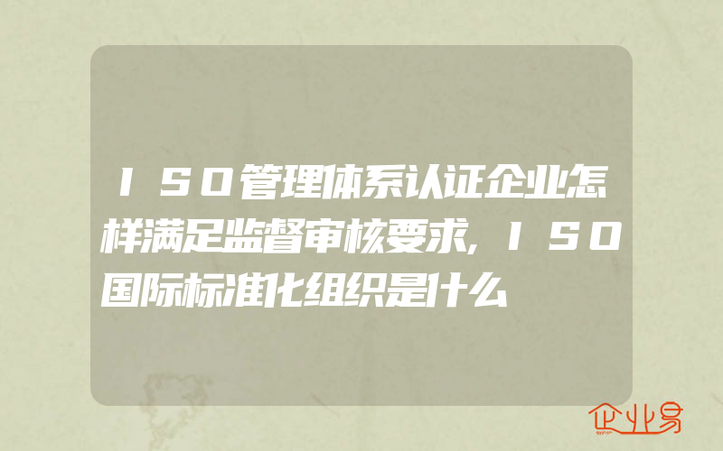 ISO管理体系认证企业怎样满足监督审核要求,ISO国际标准化组织是什么