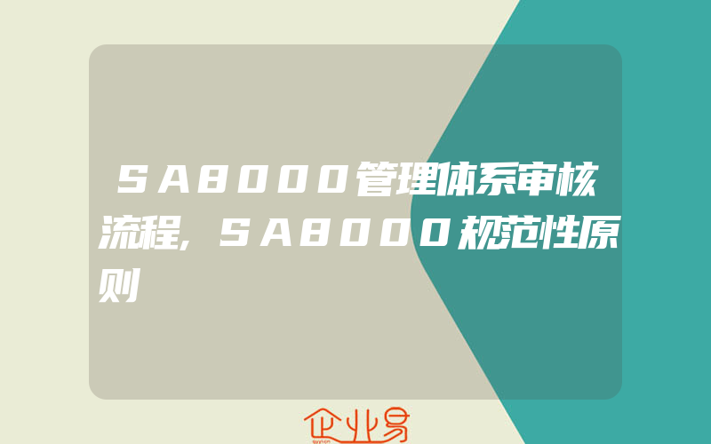 SA8000管理体系审核流程,SA8000规范性原则