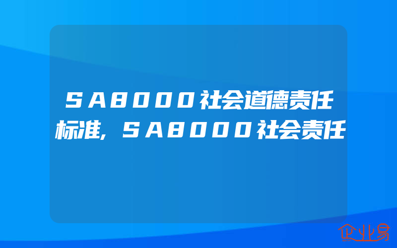 SA8000社会道德责任标准,SA8000社会责任