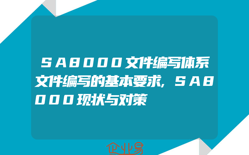 SA8000文件编写体系文件编写的基本要求,SA8000现状与对策