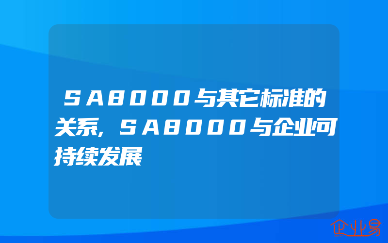 SA8000与其它标准的关系,SA8000与企业可持续发展