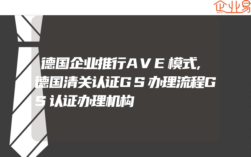 德国企业推行AVE模式,德国清关认证GS办理流程GS认证办理机构