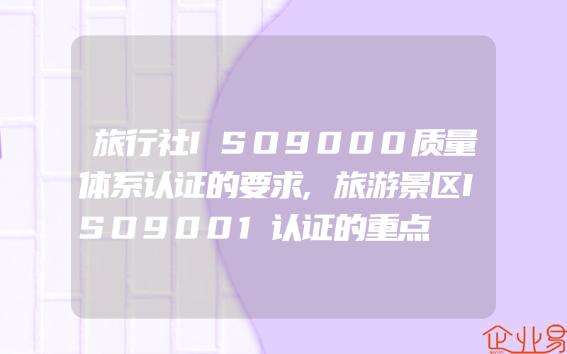 旅行社ISO9000质量体系认证的要求,旅游景区ISO9001认证的重点