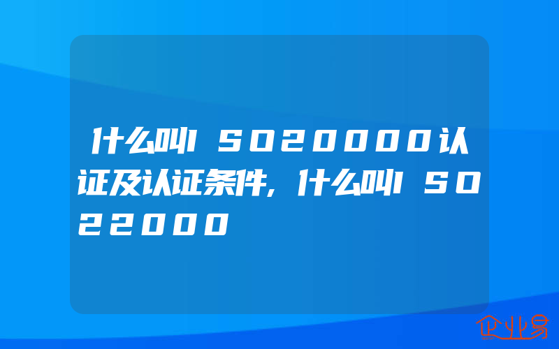 什么叫ISO20000认证及认证条件,什么叫ISO22000