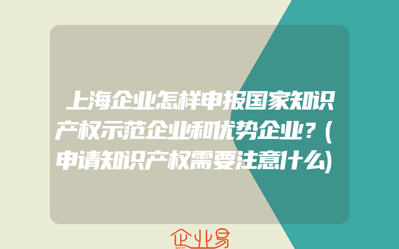 上海企业怎样申报国家知识产权示范企业和优势企业？(申请知识产权需要注意什么)