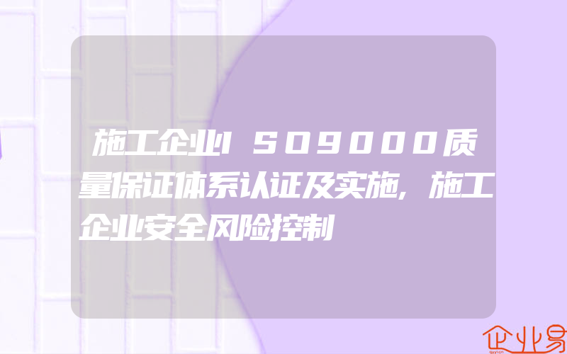 施工企业ISO9000质量保证体系认证及实施,施工企业安全风险控制