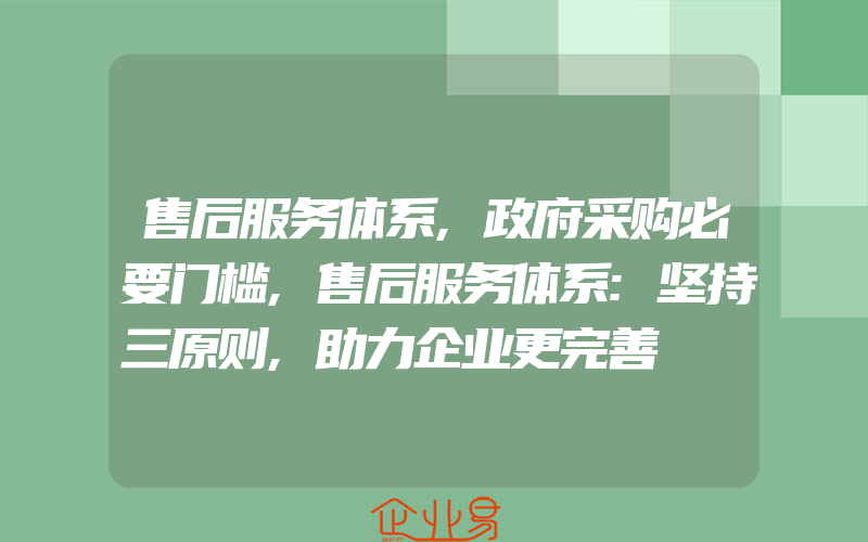 售后服务体系,政府采购必要门槛,售后服务体系:坚持三原则,助力企业更完善