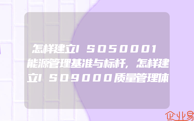 怎样建立ISO50001能源管理基准与标杆,怎样建立ISO9000质量管理体系