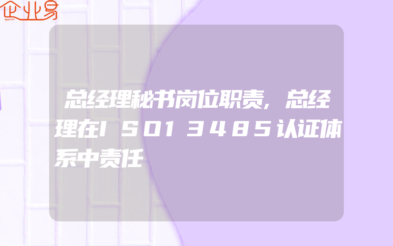 总经理秘书岗位职责,总经理在ISO13485认证体系中责任