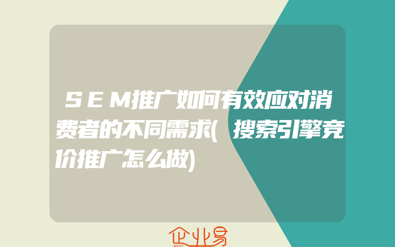 SEM推广如何有效应对消费者的不同需求(搜索引擎竞价推广怎么做)