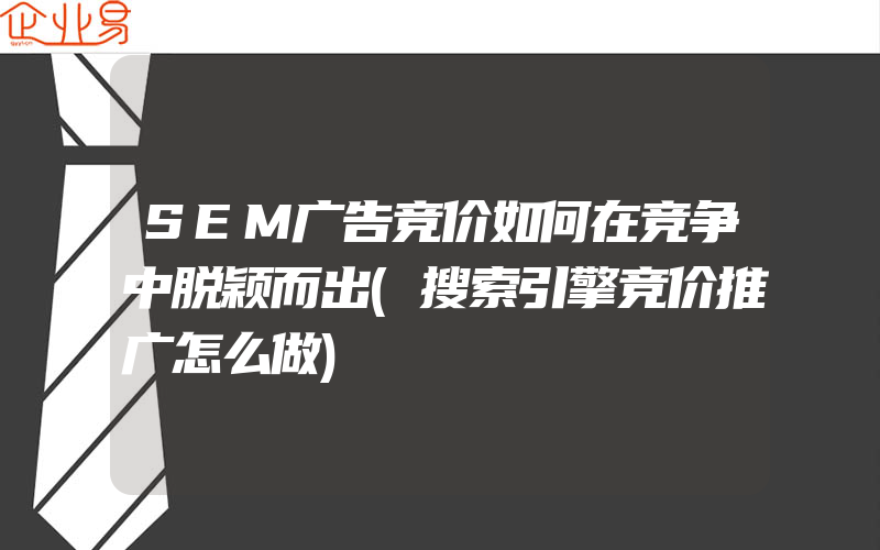 SEM广告竞价如何在竞争中脱颖而出(搜索引擎竞价推广怎么做)