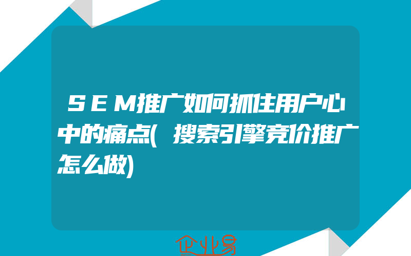 SEM推广如何抓住用户心中的痛点(搜索引擎竞价推广怎么做)