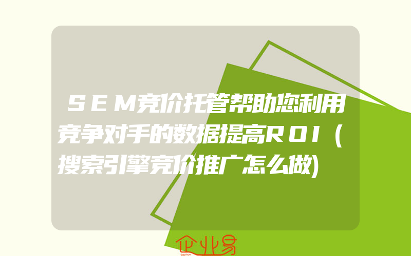 SEM竞价托管帮助您利用竞争对手的数据提高ROI(搜索引擎竞价推广怎么做)