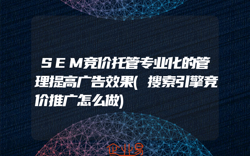 SEM竞价托管专业化的管理提高广告效果(搜索引擎竞价推广怎么做)