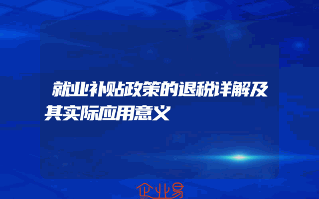 就业补贴政策的退税详解及其实际应用意义