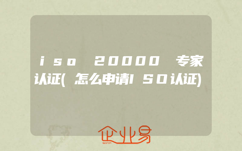 iso 20000 专家认证(怎么申请ISO认证)