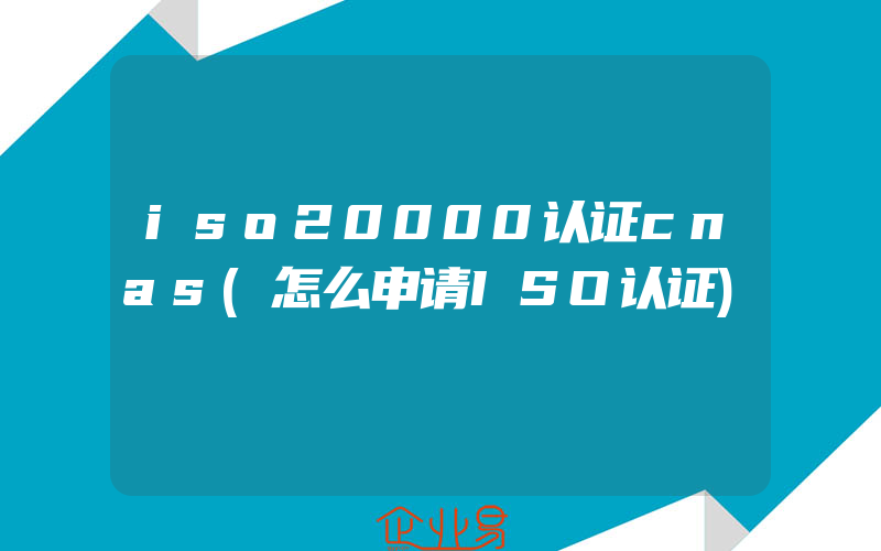 iso20000认证cnas(怎么申请ISO认证)