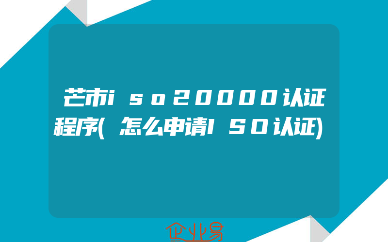 芒市iso20000认证程序(怎么申请ISO认证)