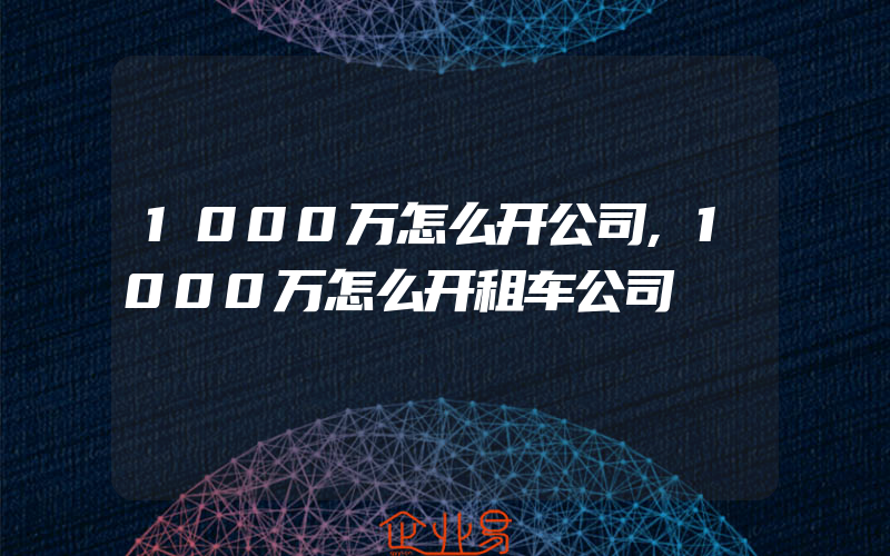 1000万怎么开公司,1000万怎么开租车公司