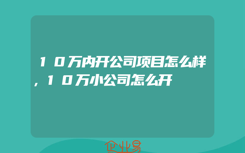 10万内开公司项目怎么样,10万小公司怎么开