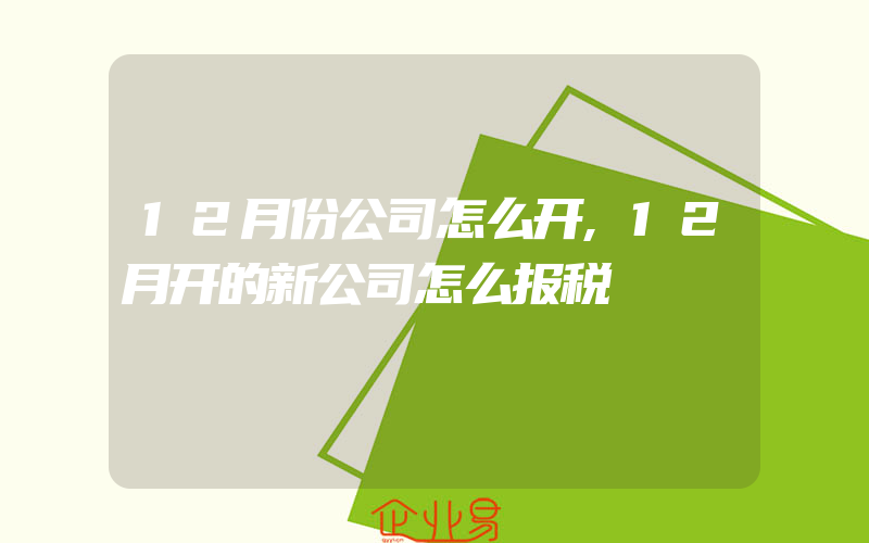 12月份公司怎么开,12月开的新公司怎么报税