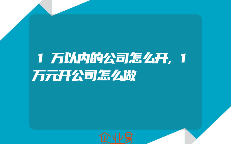 1万以内的公司怎么开,1万元开公司怎么做