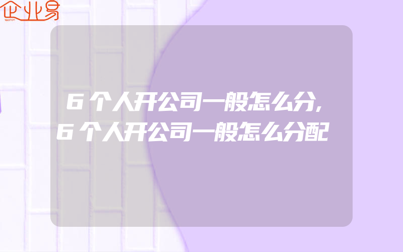 6个人开公司一般怎么分,6个人开公司一般怎么分配