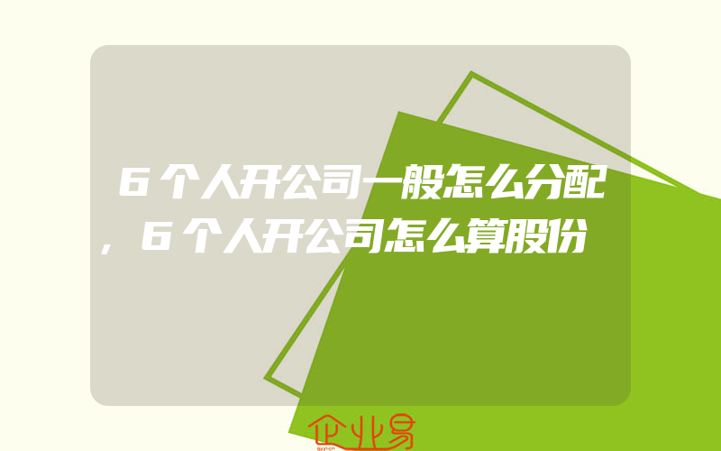 6个人开公司一般怎么分配,6个人开公司怎么算股份