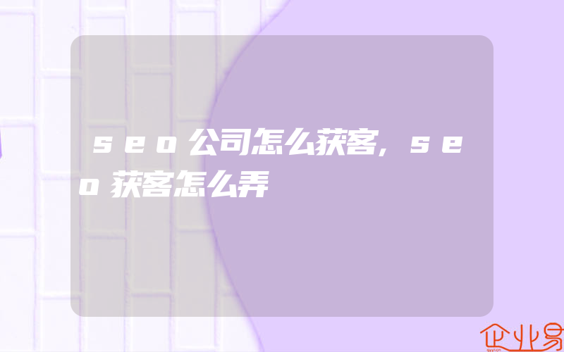 seo公司怎么获客,seo获客怎么弄