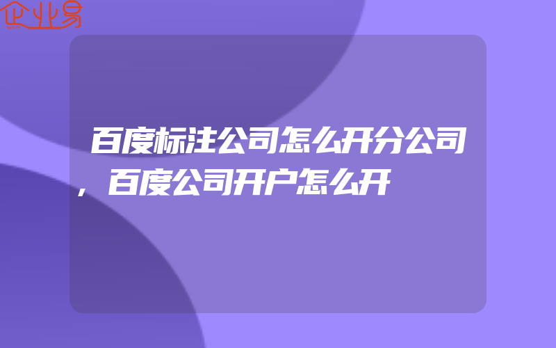 百度标注公司怎么开分公司,百度公司开户怎么开