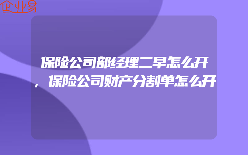 保险公司部经理二早怎么开,保险公司财产分割单怎么开