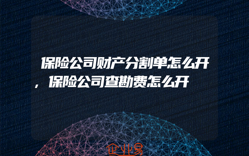 保险公司财产分割单怎么开,保险公司查勘费怎么开