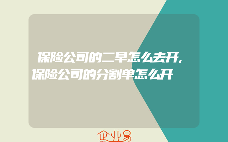 保险公司的二早怎么去开,保险公司的分割单怎么开