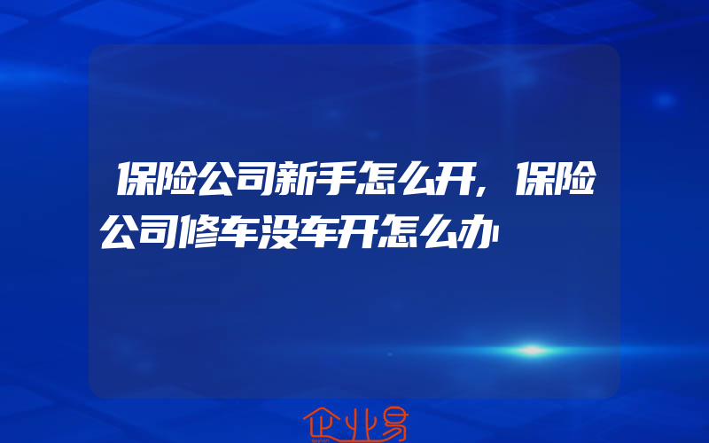 保险公司新手怎么开,保险公司修车没车开怎么办