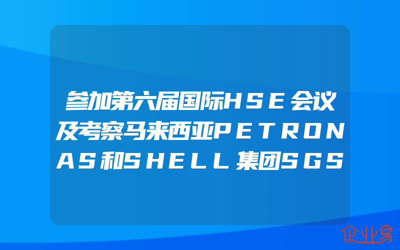 参加第六届国际HSE会议及考察马来西亚PETRONAS和SHELL集团SGS公司新加坡分部的报告体会与建议(健康安全环境体系认证)