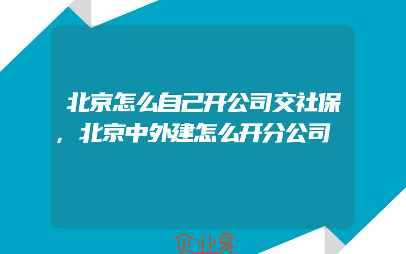 北京怎么自己开公司交社保,北京中外建怎么开分公司