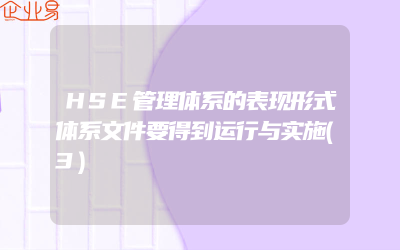 HSE管理体系的表现形式体系文件要得到运行与实施(3)