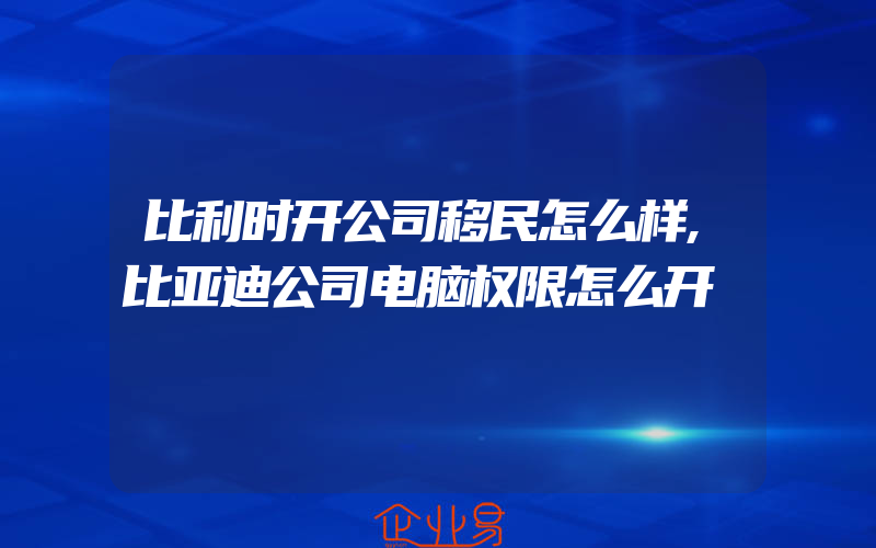 比利时开公司移民怎么样,比亚迪公司电脑权限怎么开