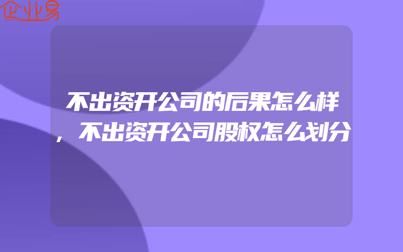 不出资开公司的后果怎么样,不出资开公司股权怎么划分