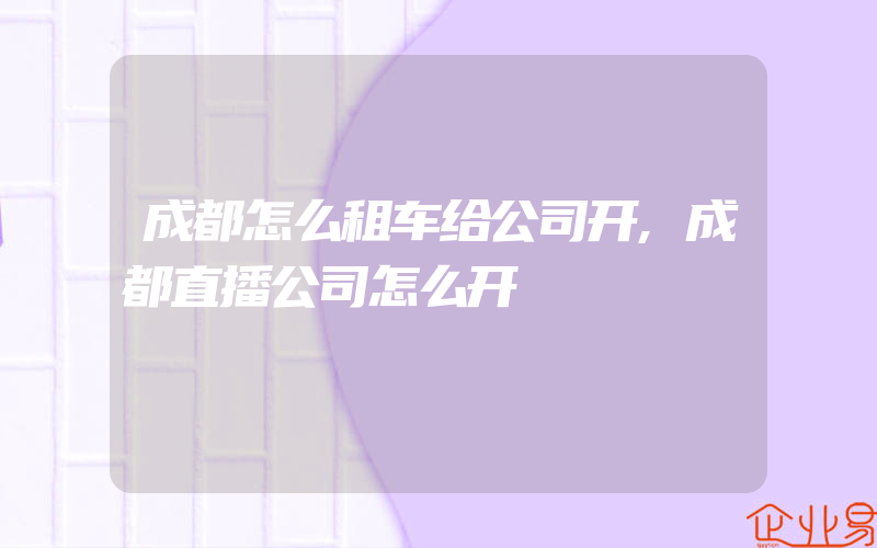 成都怎么租车给公司开,成都直播公司怎么开